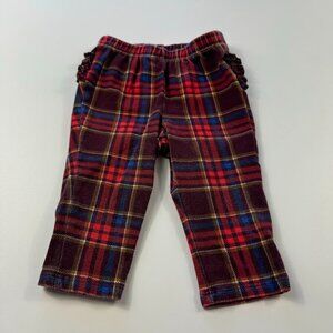 Old Navy Baby Girls Ruffle Trim Plaid Pants Red 6-12 Months